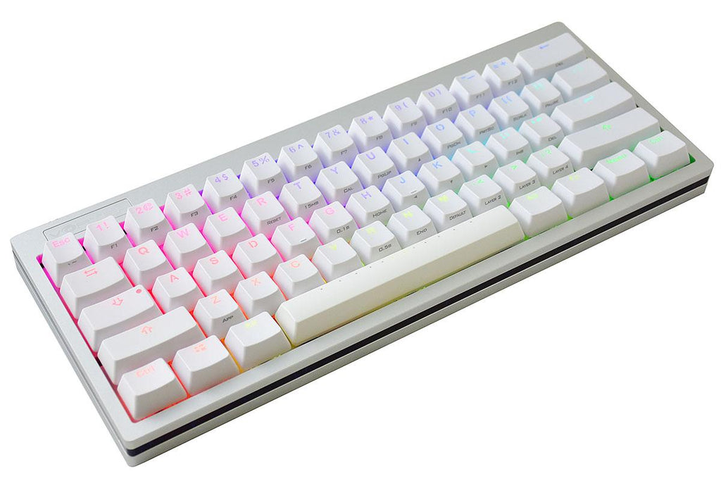 Silver White Rgb Vortex POK3R Silver LE Black Border RGB LED 60% Double Shot PBT Mechan