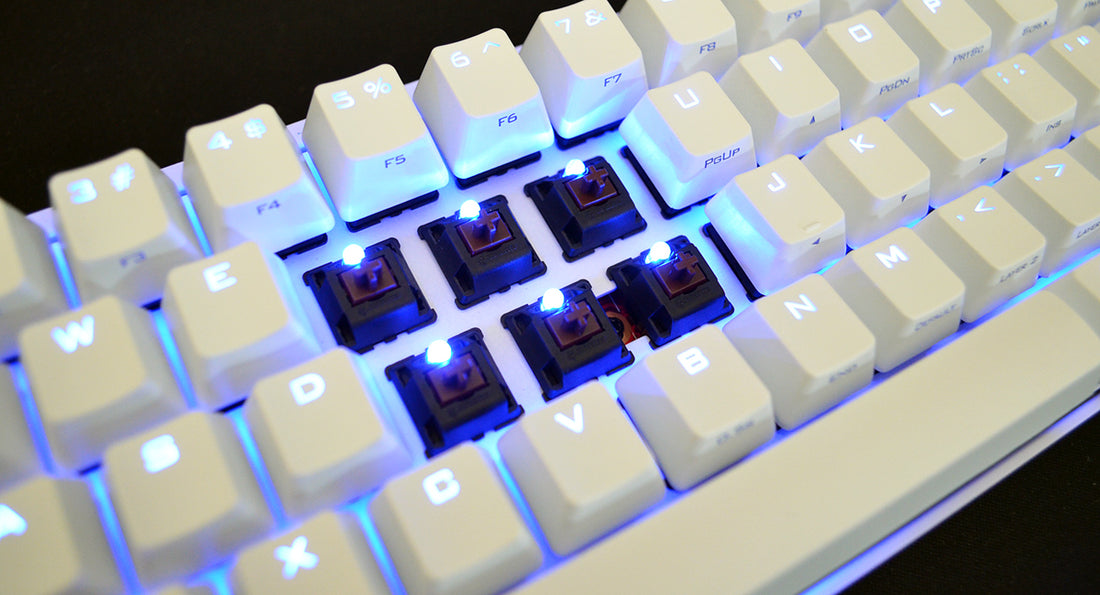 Vortex POK3R White Case Blue LED 60% Double Shot PBT Mechanical Keyboa