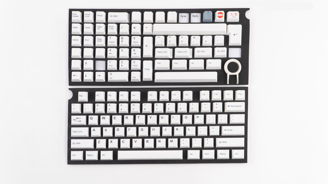 Tai-Hao Black on White 128 Key Cubic Double Shot ABS Keycap Set White
