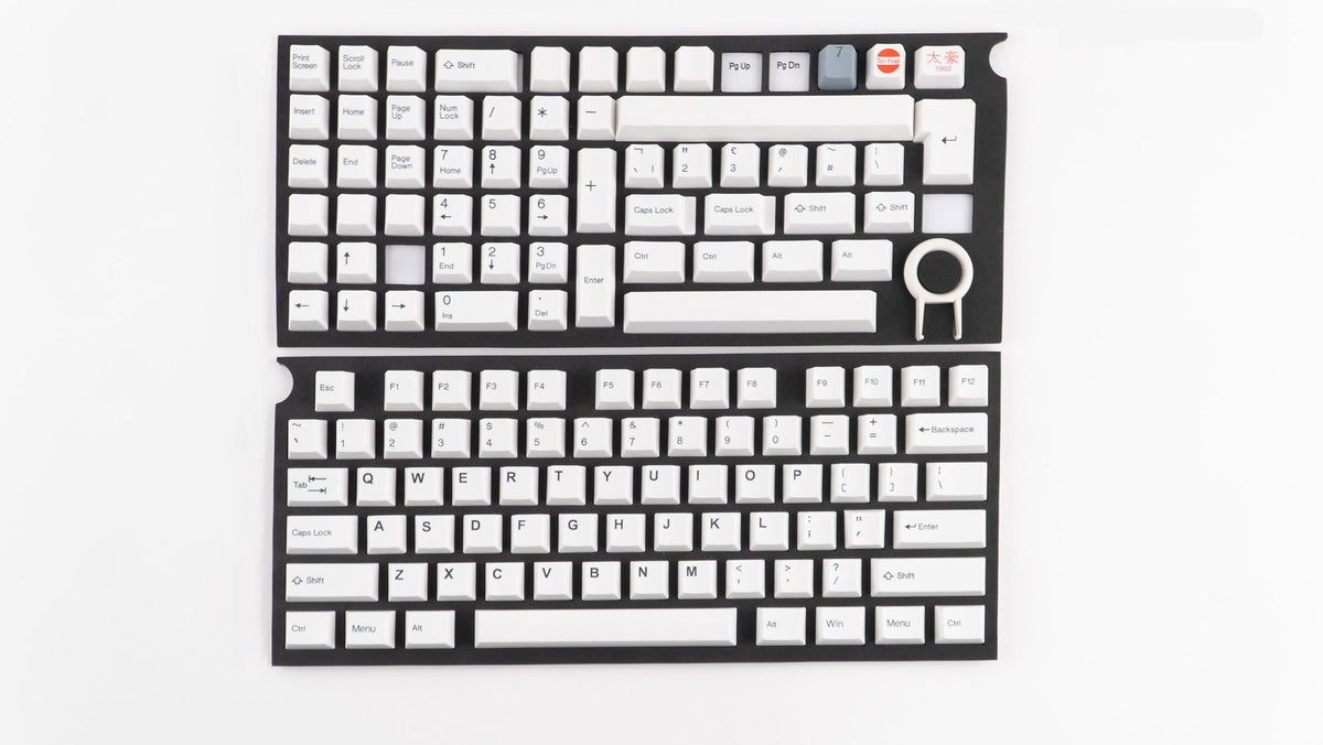 Tai-Hao Black on White 128 Key Cubic Double Shot ABS Keycap Set White
