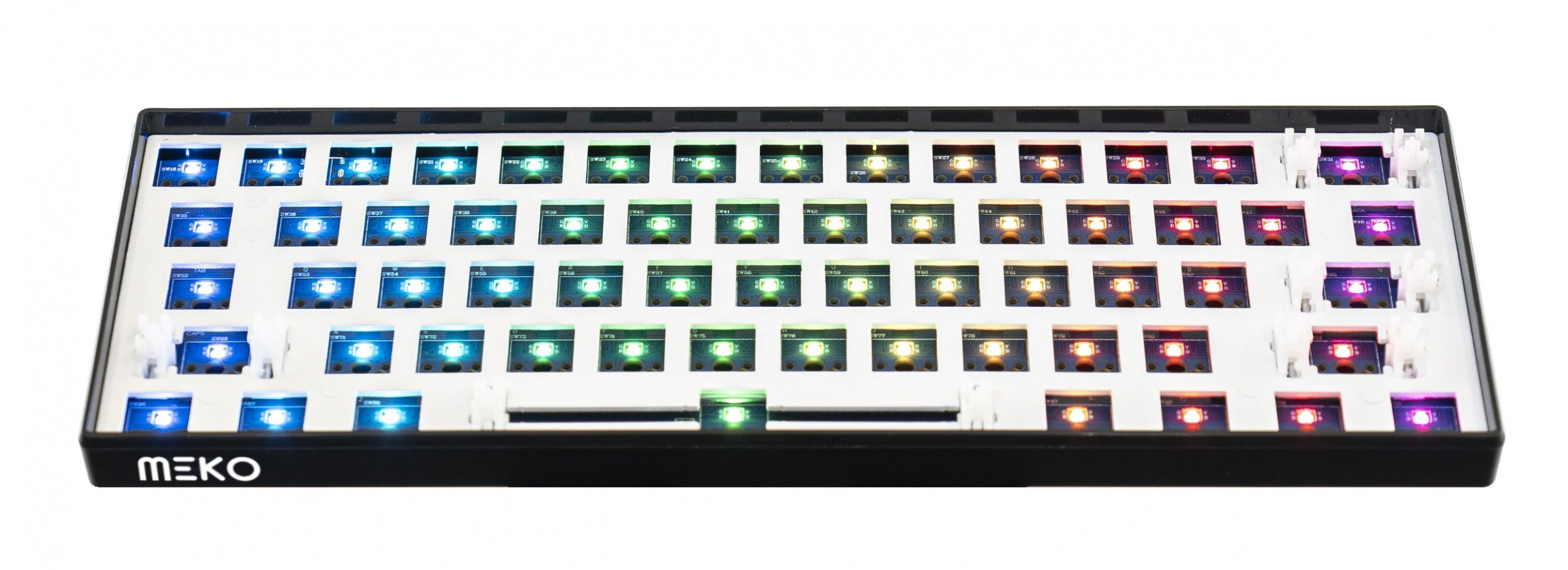 ABKO K640 QUICK SWAP Switch Teclado Mecánico Personalizado Rainbow LED NKEY-Rollover (diseño Inglés/coreano) Color Negro (interruptor Azul (clic