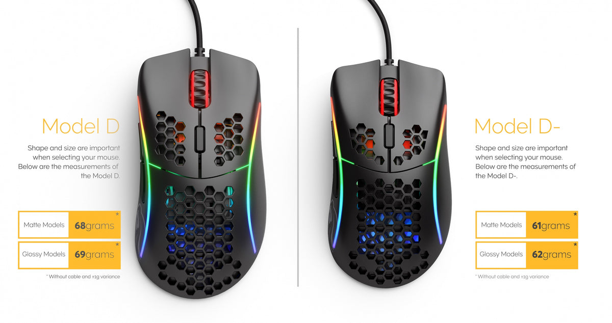 Glorious PC Model D Minus Glossy Black RGB Wired Mouse