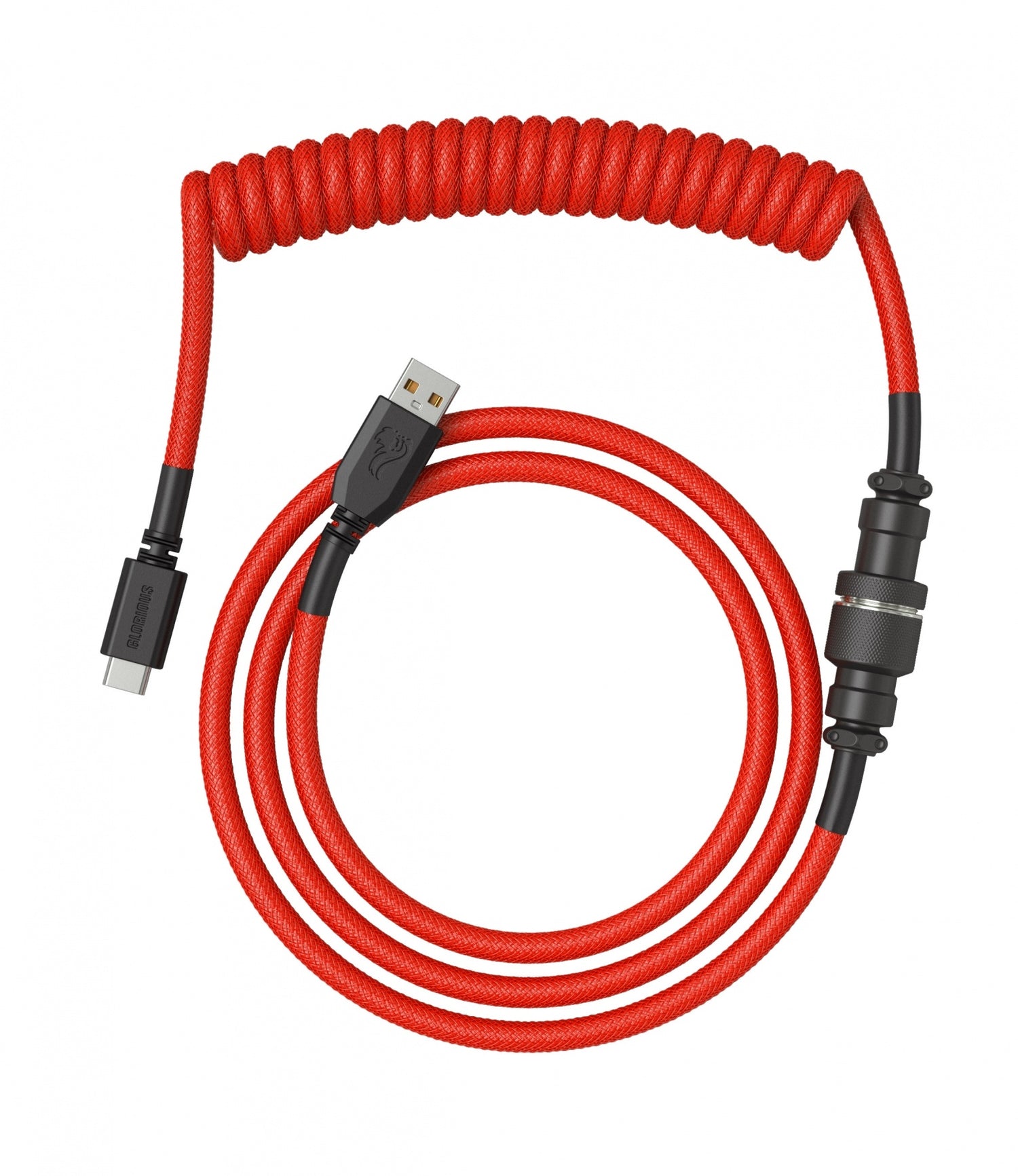 Glorious Gaming Premium Coiled Keyboard Cable - Gold Plated USB-A (PC) To USB-C (Keyboard) Plug, Tangle-Free, Double Braided Sleeve, 5 Pin Aviation Intermediate Connection - Nebula