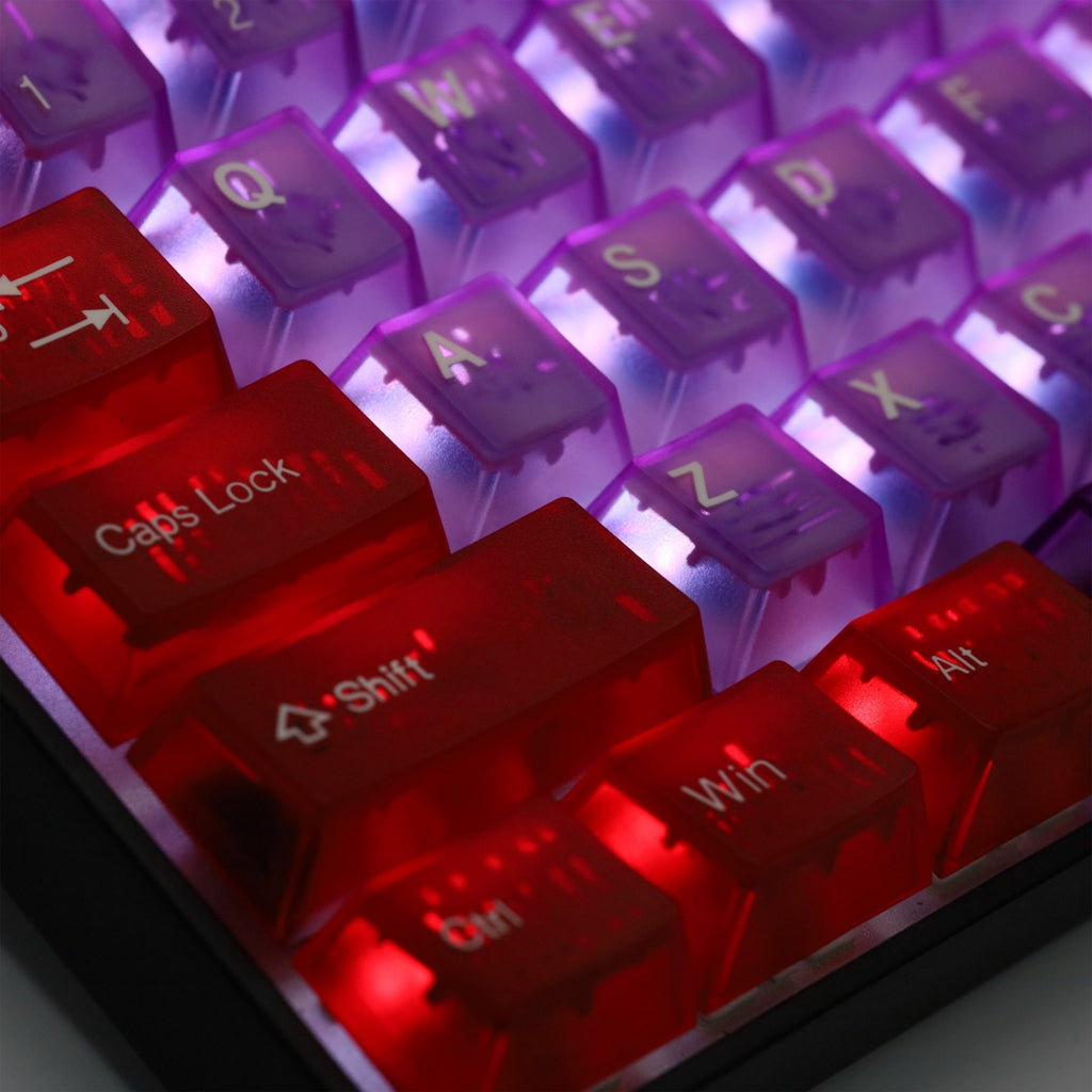 Translucent Purple Keycaps Tai-Hao Atomic Purple 152 Key Cubic Profile ABS Translucent Keycap Set