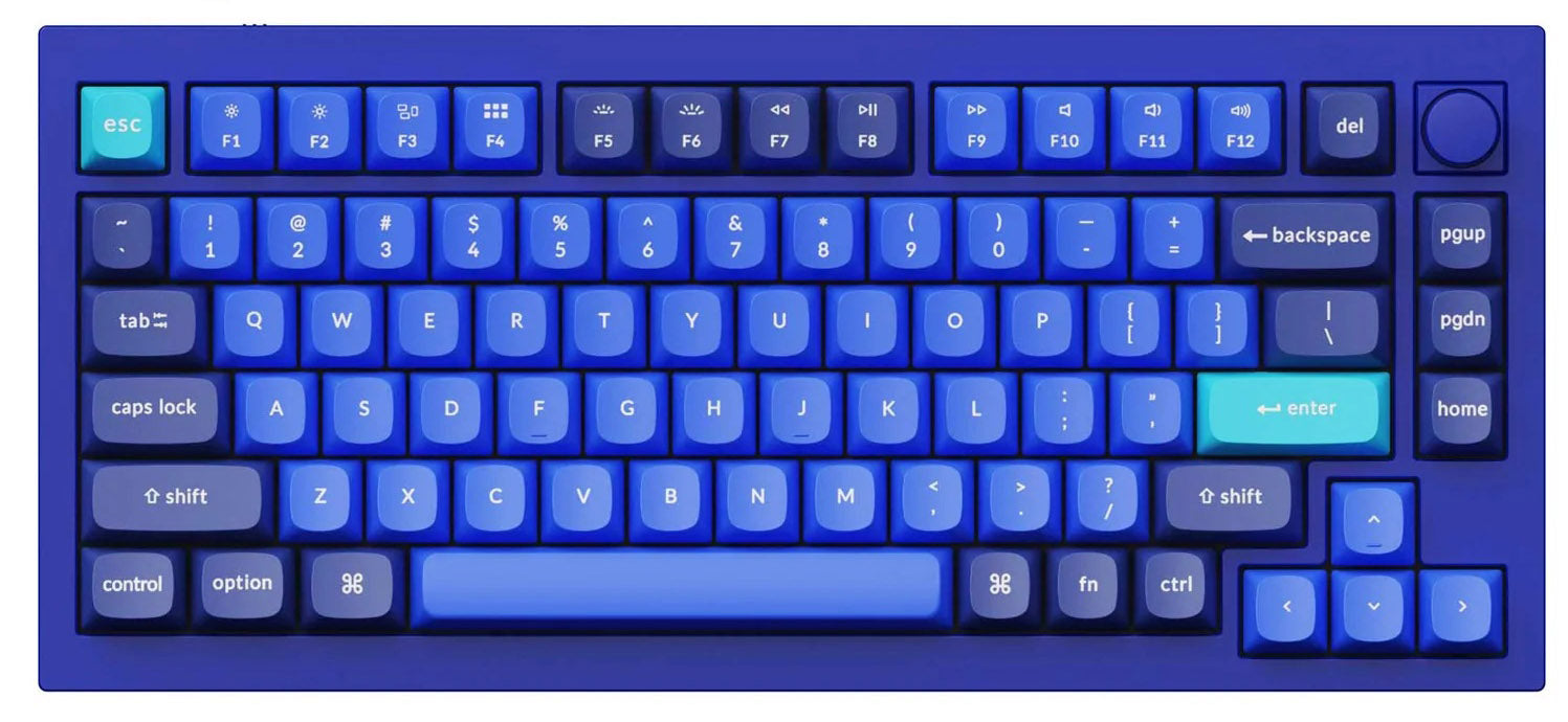 Keychron Q1 V2 w/ Knob Navy Blue Aluminum 75% Mechanical Keyboard