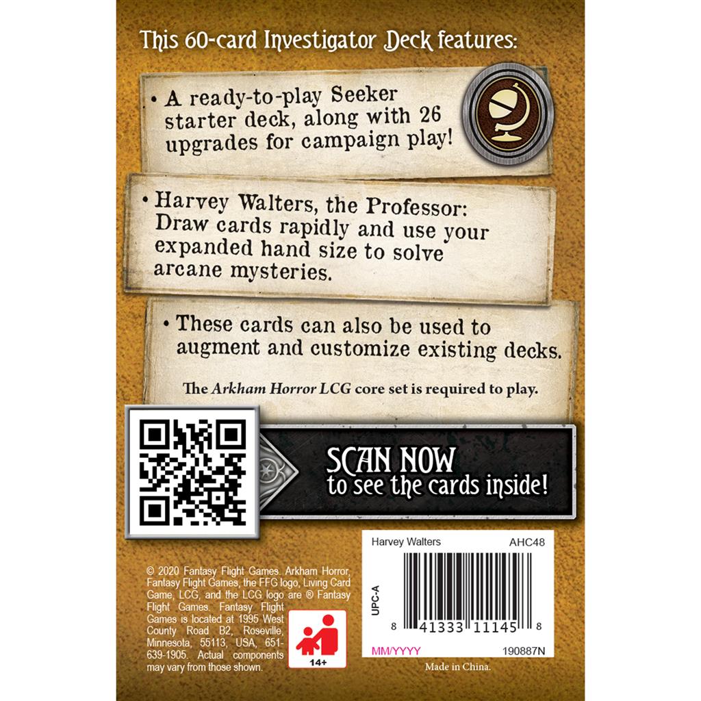 arkham horror the card game starter decks Arkham Horror LCG: Harvey Walters Investigator Starter Deck