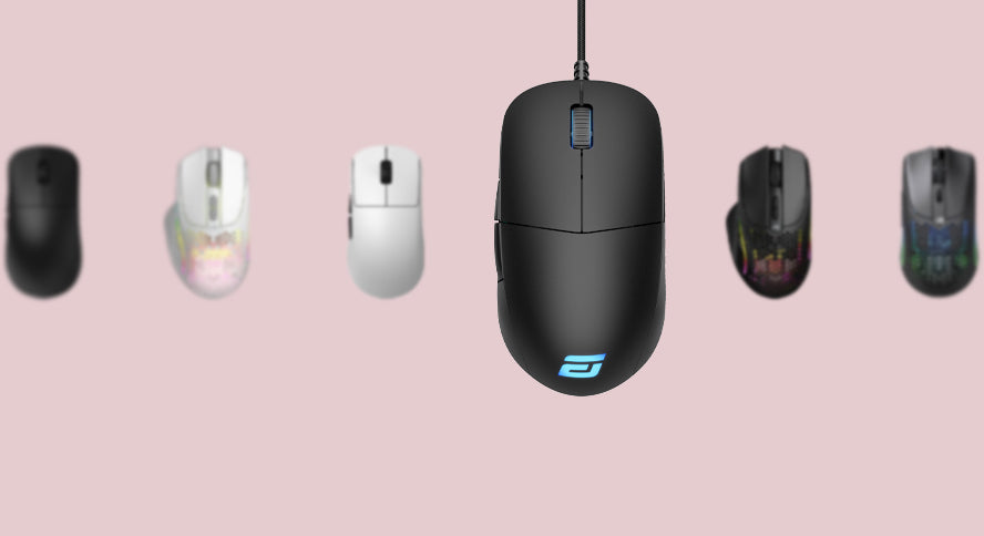 light pink background with various mice 