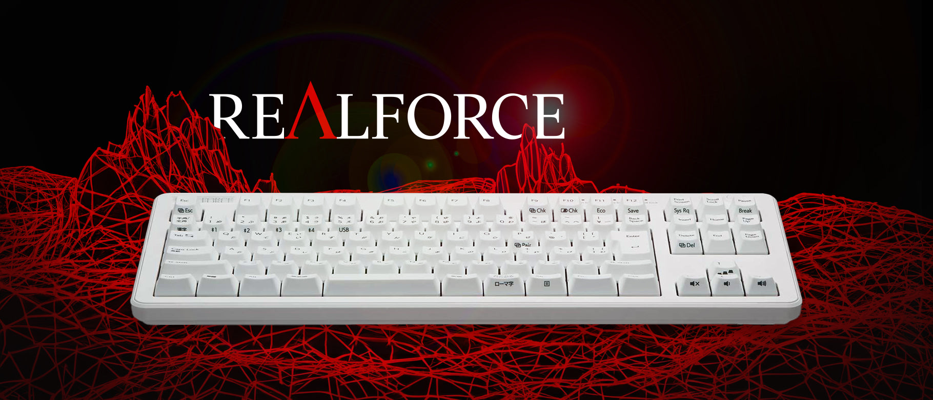 Realforce black/red/white banner