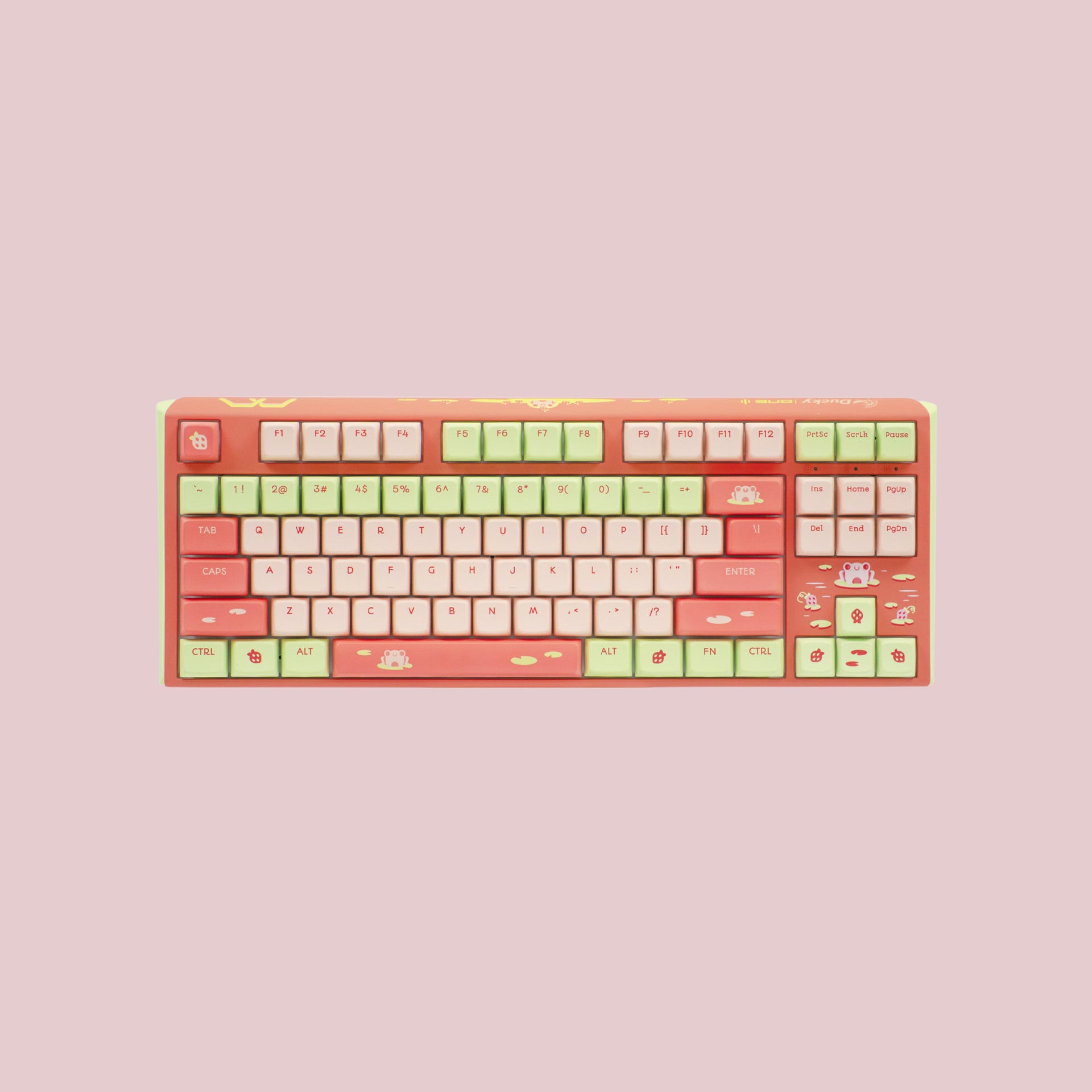 Ducky Strawberry Frog TKL with light pink background 